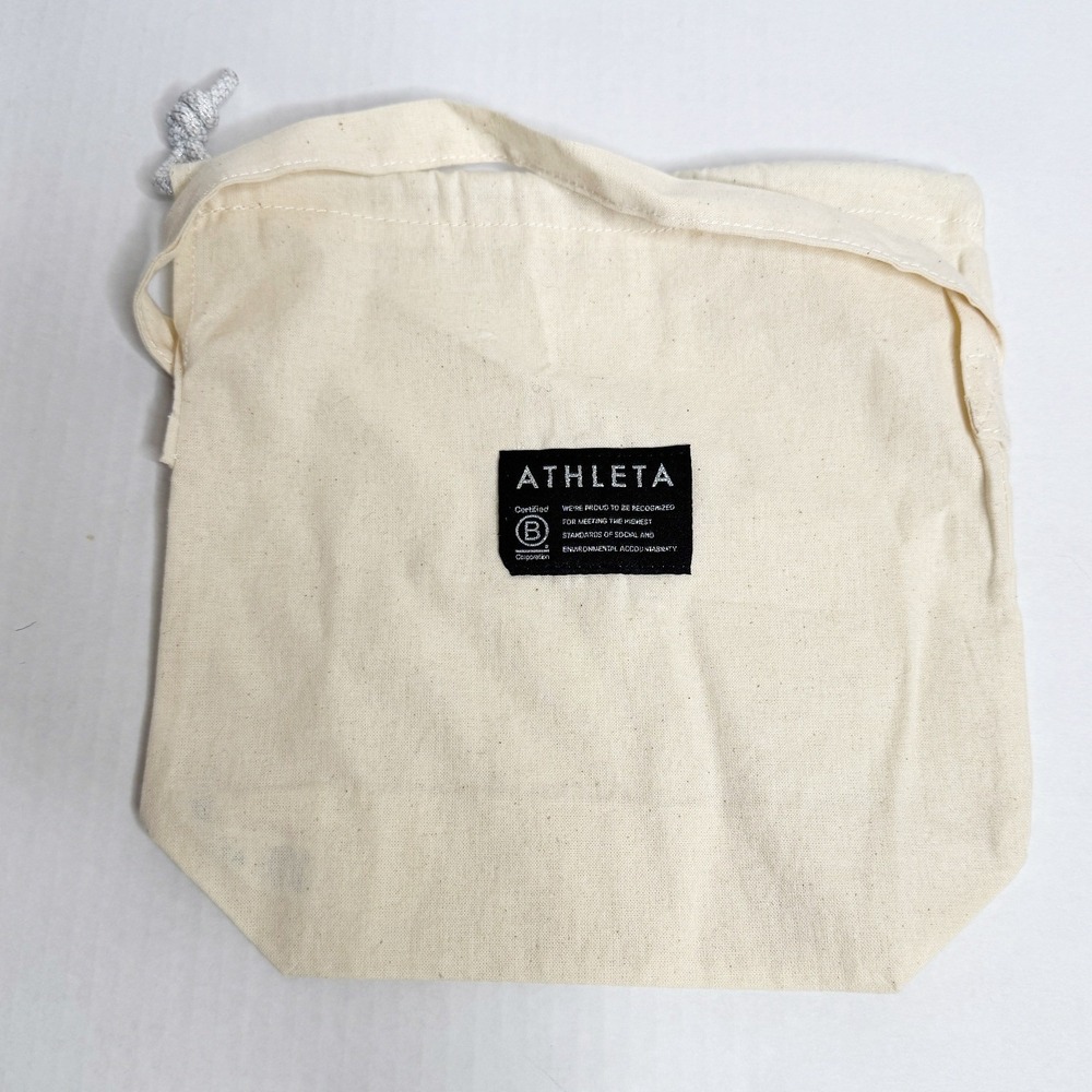 Athleta Cream Canvas Drawstring Laundry Bag Small B-Corp Logo Travel Dust Bag